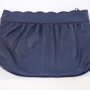 Vintage B Young Navy Blue Genuine Leather MCM Clutch Purse Made in Colombia
